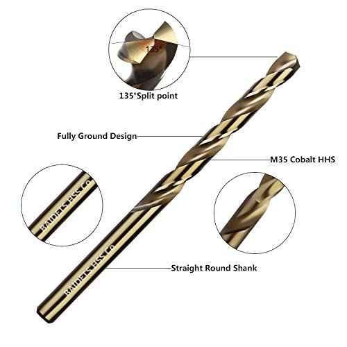 1/8" Cobalt Drill Bits 10Pcs - BAIDETS M35 1/8 Inch HSS Metal Twist Drill Bits Set for Hard Metal, Stainless Steel, Cast Iron and Other Hard Materials