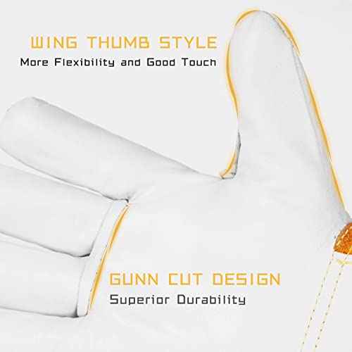 TOOLIOM Premium Goatskin TIG Welding Gloves Cuff Cowhide Split Leather with Soft Lining High-Dexterity (14-inch, Large)