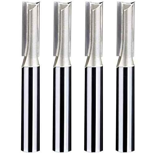 1/4-inch Shank, 1/4-inch Cutting Dia, 2-Flute Straight Router Bit, Carbide Tipped Plunge Router Bit, 4pcs