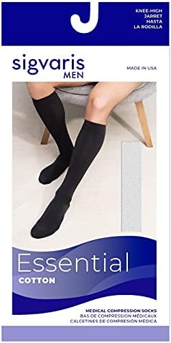 SIGVARIS Men’s Essential Cotton 230 Closed Toe Calf-High Socks 20-30mmHg