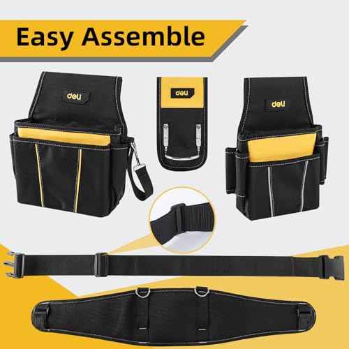 DELI Tool Belt,22 Pockets Tool Belts for Men, Utility Belt Heavy Duty Carpenter, Construction, DIY'er, Electrician, Double Layer Thickened Polyester Pouch with Waterproof Coating