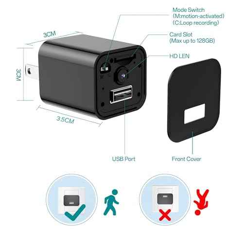 DUVIX Mini Camera with 64G Card 1080P Small Security Camera Charger with Motion Detection for Indoor (No WiFi)
