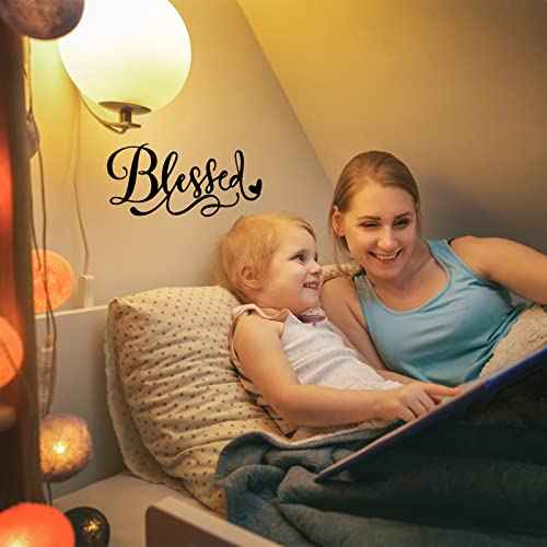 SUPERDANT Blessed Wall Sticker Art Word Blessed Wall Decals Home Vinyl Decal Saying PVC Wallpaper Decal Prayer Sticker for Bedroom Living Room Dining Room Decoration 14.5x6.7in