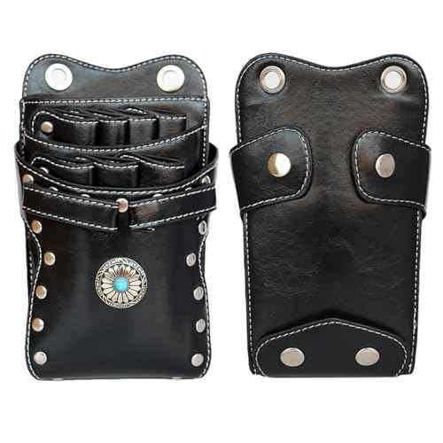 , crossbody and waist dual purpose Scissor Holder Hairdressing Tools Storage Holster Shear PU Leather Pouch with Removable for Hairstylists Groomer Makeup Artists Comb