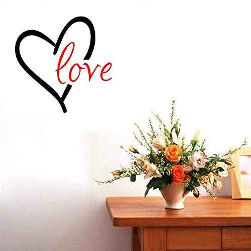 BIBITIME 16.93" x 16.93" Black Heart Red Love Wall Decal Valentine's Day Vinyl Sticker for Baby Infants Toddlers Nursery Bedroom Children Kids Room Decor Art PVC Murals