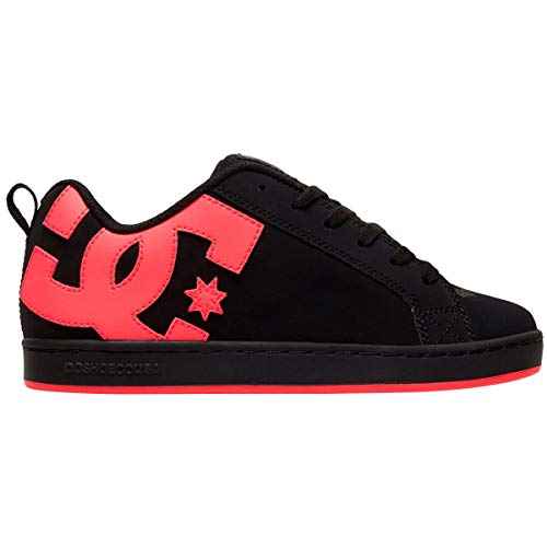 DC womens Court Graffik Skate Shoe, Black/Hot Pink, 7.5 US