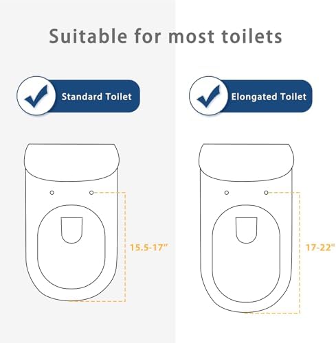 Raised Toilet Seat Risers for Seniors, Padded Elevated Toilet Seat with Handles, 5 Inch Height, Support to 300 LBS, White, Blue