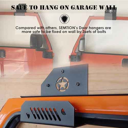 Jeep Door Hangers for Gagage Wall, 2pcs Door Storage Rack with Star Totem Compatible with Jeep Wrangler JK JKU TJ JL JLU JT Gladiator 2 Doors 4 Doors from 1945-2024 Ford Bronco