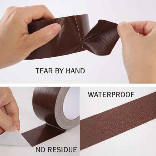 Duct Tape Dark Brown 2 Inches x 30 Yards, No Residue, Waterproof, Tear by Hand, Heavy Duty, Strong Adhesive Brown Duct Tape for Repairs, Industrial, Professional Use