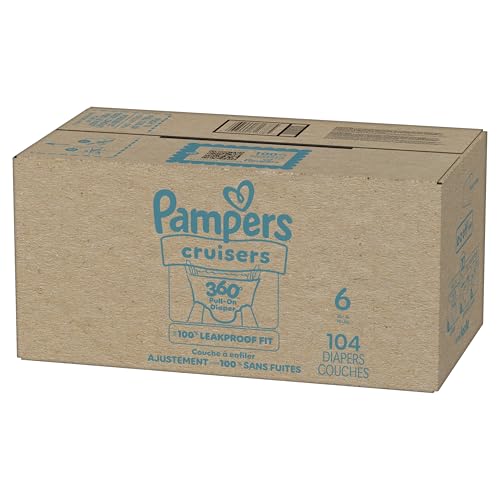 Pampers Diapers - Cruisers 360 - Size 6, 104 Count, Babyproof up to 100% Leakproof Pull-On Diaper