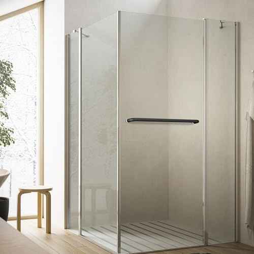 Ranbo Glass Shower Door Towel Bar 24 Inch Stainless Steel Sliding Shower Door Handle Replacement with Matte Black Finish for Commercial and Residential Glass Doors