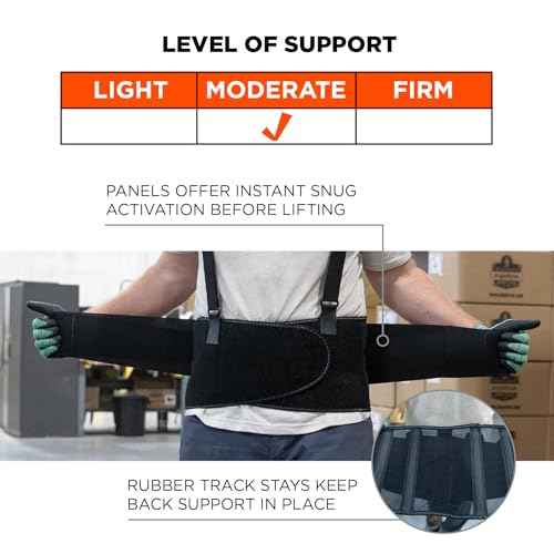 Ergodyne ProFlex 1400UN Back Support Belt, 8.75" Spandex, Universal Size, Fits Waist 28"-46 inches, Black