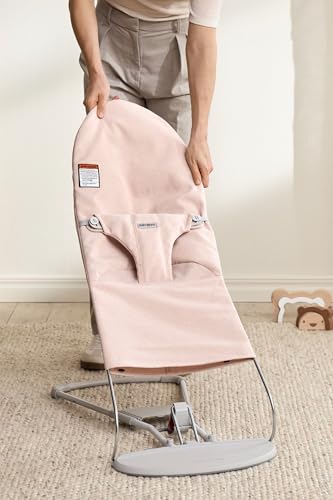 BabyBjörn Bouncer Bliss, Light Pink, Woven Melange | 2-in-1 Adjustable Baby Bouncer Seat and Toddler Chair, Newborn to Toddler (8-29 lbs), 4 Positions, Lightweight & Portable