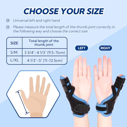 Trigger Thumb Splint, Thumb Spica Splint-Dequervains Tendonitis, CMC Joint Thumb Arthritis Brace, Thumb Stabilizer for Broken Thumb, Sprain, Ligament Tears, Fits Left & Right, L/XL