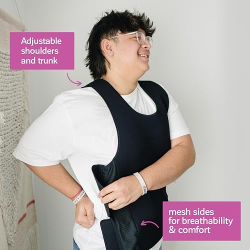 Fun and Function - Black Weighted Compression Vest for Kids & Adults - Calming Weighted Vest for Sensory Issues - for Toddlers, Kids, Teens & Adult - Black Color is 1" Longer