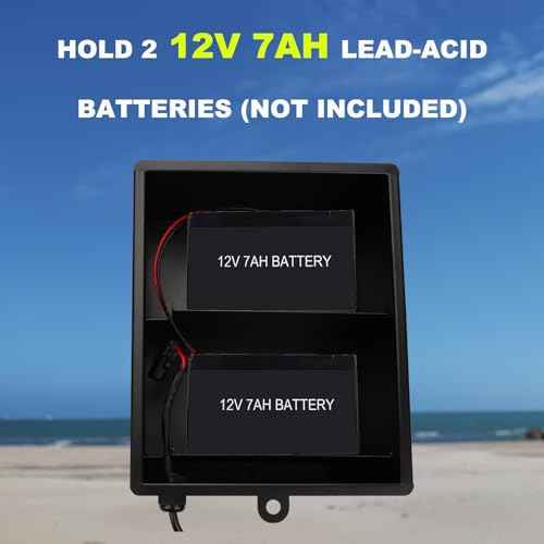 Steel Battery Box for Gate Opener, Holds 2 12V 7AH Lead-Acid Batteries (Not Included), Provide 12/24V