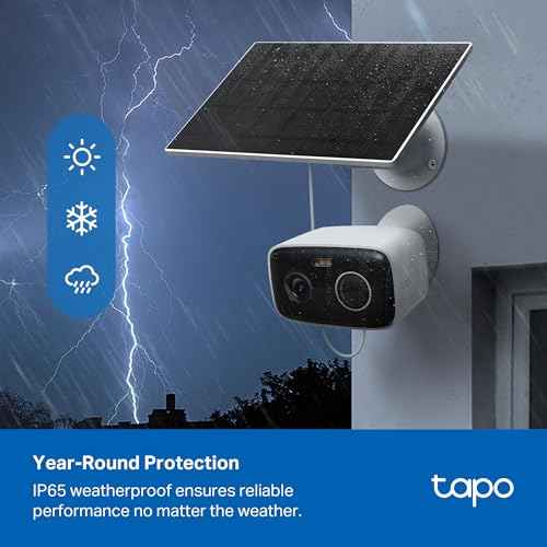 Tapo TP-Link C400 KIT Outdoor Battery Camera w/Solar Panel Base, Wireless, 1080P, Free Person/Vehicle Detection, SD/Cloud Storage, Color Night Vision, No Hub Needed, Works w/Alexa