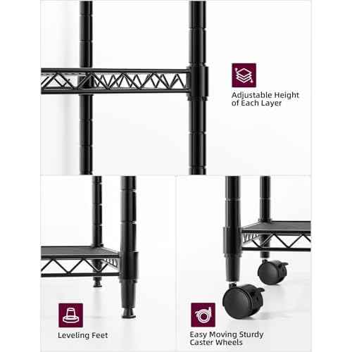 Simple Deluxe 5-Tier Heavy Duty Storage Shelving Unit, 1250 Lbs Loading Capacity, 29.92" W x 13.98" D x 61.02" H, Black