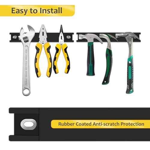 8' Heavy Duty Magnetic Tool Strip, 4 Pack Rubber Protected, Storage Organizer for Garage Shop Wall Workbench Screwdriver Wrench Pliers