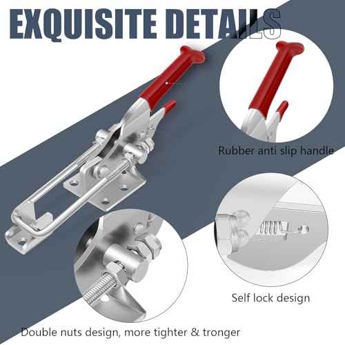 4 Pack Toggle Latch Clamp, Heavy Duty Latches, 2000Lbs Holding Capacity Adjustable Latch Lock, Smoker Clamps Latch for Industrial EquiIpment,Tire Carrier,Boxcar,Smoker Lid