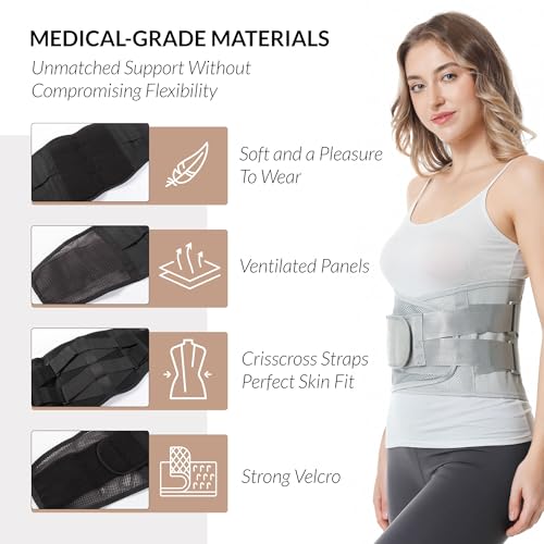 NeoTech Care Adjustable Double Pull Lumbar Brace/Lower Back Belt (Grey, Size XXL)