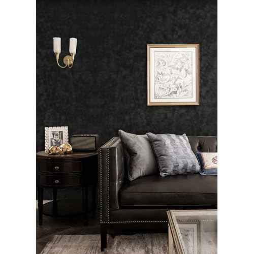 Yasinet Peel and Stick Wallpaper Black Removable Wallpaper Modern Black Contact Paper Dark Thicken Self Adhesive Textured Wall Paper for Cabinets Badroom Waterproof Vinyl 78.7"x 15.7"