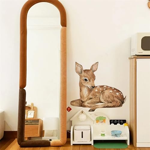 Cute Fawn Deer Wall Stickers, sacinora Cartoon Animal Wall Decals Removable Vinyl Peel and Stick for Living Room Bedroom Kids Baby Nursery Playroom Decorations