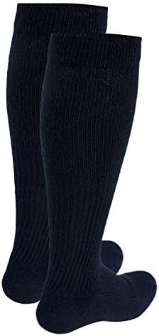Truform Men's 15-20 mmHg Knee High Cushioned Athletic Support Compression Socks, Navy, Small (2 Pairs)