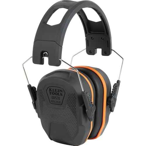 Klein Tools 60570 Hearing Protection Ear Muffs, NRR 27dB, Ultra-Slim Over-the-Head Adjustable Safety Earmuffs for Loud Jobsites