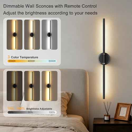 Battery Operated Wall Sconces Set of 2, Dimmable 6000mAh Rechargeable Wall Lights, LED Wall Lamp with Remote Control
