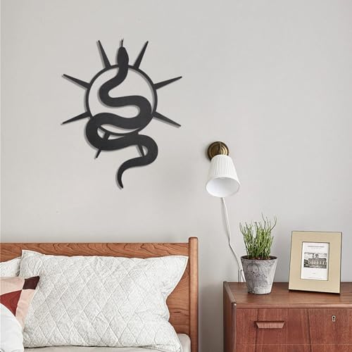 OYEFLY Black Snake and Crescent Moon Mirror Wall Decor,Gothic Snake Decorative Mural (style 2)