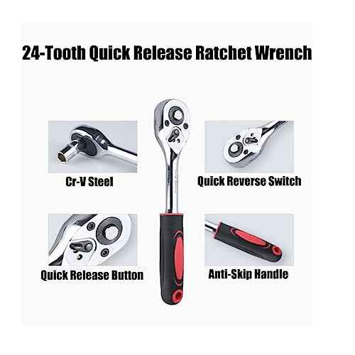 1/4¡± Ratchet Socket Wrench Set, Mechanic Tool Kit and Sockets Set with Quick Release Reversible Ratchet Handle and Extension Bar, 12 Pcs Set
