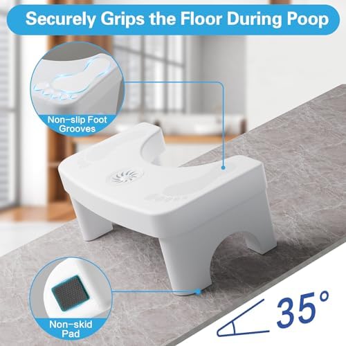 Toilet Poop Stool, 7" Height Squatting Poop Foot Stool, Plastic Portable Bathroom Non-Slip Potty Step Stool, Stable Healthy Toilet Assistance Step Stool