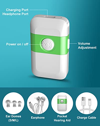 Hearing Amplifier-Personal Sound Amplifier Rechargeable Hearing Amplifier For Senior with Noise Celling,Hearing Aid Amplifier for Adults,Hearing Assistance Personal Hearing Amplifer For One Ear