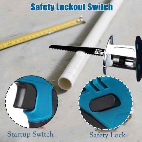 Reciprocating Saw for Makita 18V LXT Battery, One-Handed Cordless Recipro Saw 0-3000 RPM Variable Speed, Easy Blade Change, 4 Blades for Wood/Metal/PVC Cutting(No Battery)
