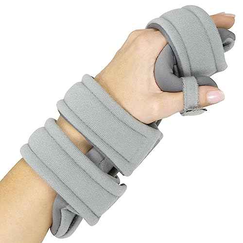 Vive Resting Hand Splint (Left) (w/ Rehab Video App) - Night Immobilizer Wrist Finger Brace - Thumb Stabilizer Wrap - for Arthritis, Tendonitis, Carpal Tunnel Pain - Functional Support for Sprains Fractures (Medium)