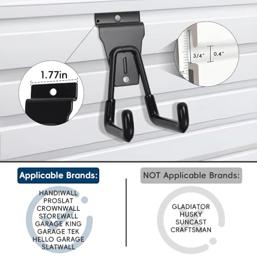 30Pcs Slatwall Hooks Set, Multi Size Garage Hooks Storage Utility Hanging Hooks, Heavy Duty Garage Tool Organizer Slatwall Accessories for Sheds, Basments