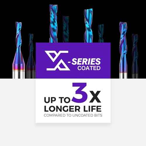 ZahyoX 1/4 Inch Shank Upcut Spiral Router Bit, Nano Coated Solid Carbide Straight CNC End Mill for Wood, 1/4 Dia x 1 CL x 2-1/2 OVL, 2 Pack