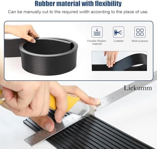 LIEKUMM 5/8" Rise Rubber Threshold Ramp – 1500 lbs Load Capacity Non-Slip Ramp for Doorways, Cuttable Rubber Ramp with Adhesive, Indoor Outdoor Wheelchair Curb Ramp