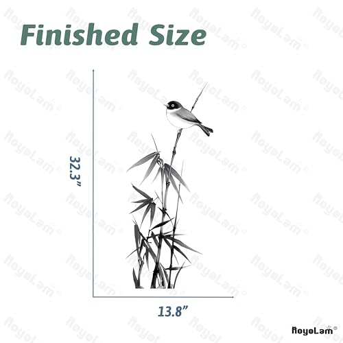 Chinese Ink Bamboo Wall Decals Removable Zen Painting Vinyl Stickers for Nursery Living Room and Bedroom Botanical Decor Peel and Stick Wall Art