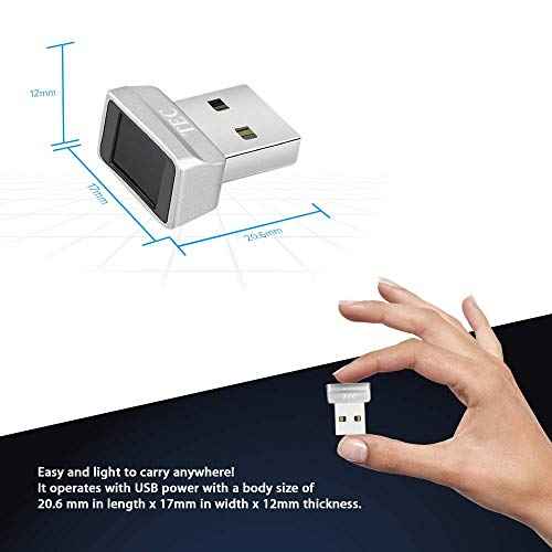 TEC Mini USB Fingerprint Reader for Windows 11/10 Hello, TEC TE-FPA2 Bio-Metric Fingerprint Scanner PC Dongle for Password-Free and File Encryption, 360¡Æ Touch Speedy Matching Security Key