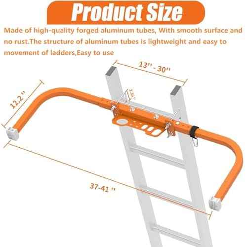 Aluminum Ladder Stabilizer for Roof Gutter Cleaning with Tool Tray, Heavy Duty Extended Ladder Accessories, Ladder Stand-Off Wing Span with Non-Slip Rubber Bottom Pad