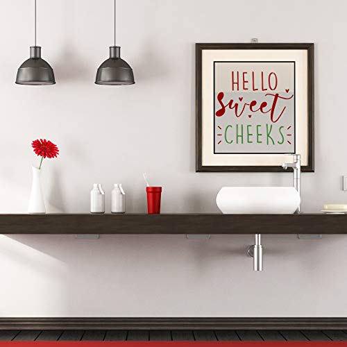 9 Pieces Bathroom Stencils Bathroom Wall Decor Sign Stencils Reusable Quote Saying Stencils Template with Open Ring for Painting on Wood Wall Mirror Bathroom Decor