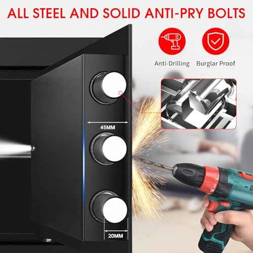 1.2 Cub Small Safes for Home, Anti-Theft Steel Security Home Safe Box with Combination Lock, Alarm System and Removable Shelf, Personal Document Safe for Money Medicine Valuables