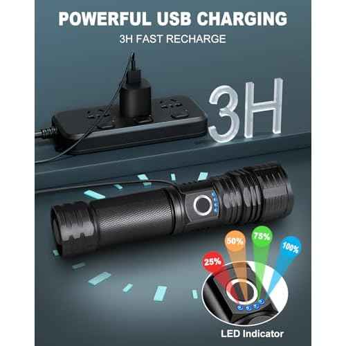 Rechargeable Flashlights High Lumens, 99,000 Lumen Super Bright Flashlight, 2pack Led High Powered Flash Light, Flashlight for Home, Camping, 5 Modes/12h Run Time for Outdoor, IPX6 Waterproof