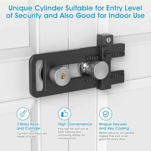 AST Double Door Lockout Device, French Door Reinforcement Lock with 3 Keys, Lockout to Double Door Knobset and Handleset, Childproof Door Lock, Premium Version (Matte Black with Keyed Differ)