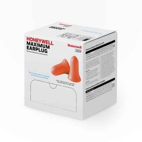 Honeywell Howard Leight by Maximum Corded Disposable Foam Earplugs, 100 Pairs, Orange