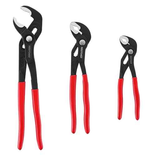 MAXPOWER 7" 10" 12" Water Pump Pliers Set, Quick Adjustment Push Button Locks Pliers, with Max Jaw Capacity 0.98" 1.4" 1.6"