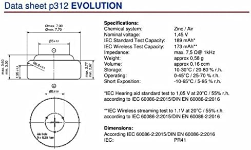 PowerOne Evolution Size 312 Hearing Aid Batteries - 1.45V Zinc Air with Improved Battery Life (120 Batteries)