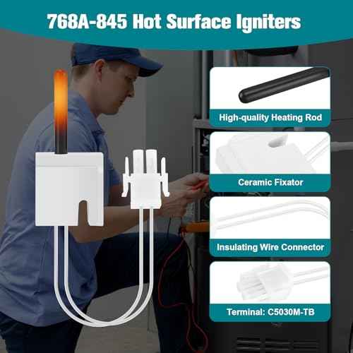 Upgraded 768A-845 Furnace Hot Surface Ignitor Replacement Compatible with Emerson White-Rodgers Trane Silicon Nitride Ignitor, 768A-845 Replace 768A-5 IGN00104 X13130524010 B340970P01
